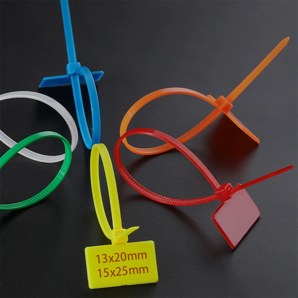 100 colorful and easy to mark 4*150mm nylon ties, network cable labels, plastic ring ties, cable labels, self-locking cable ties