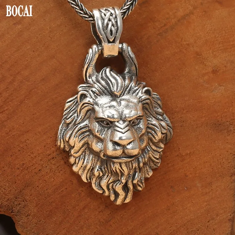 BOCAI New Real s925 Silver Jewelry 2021 Trend Forest King Mighty Tiger Man Pendant Motorcycle Punk Rock Boyfriend Gift