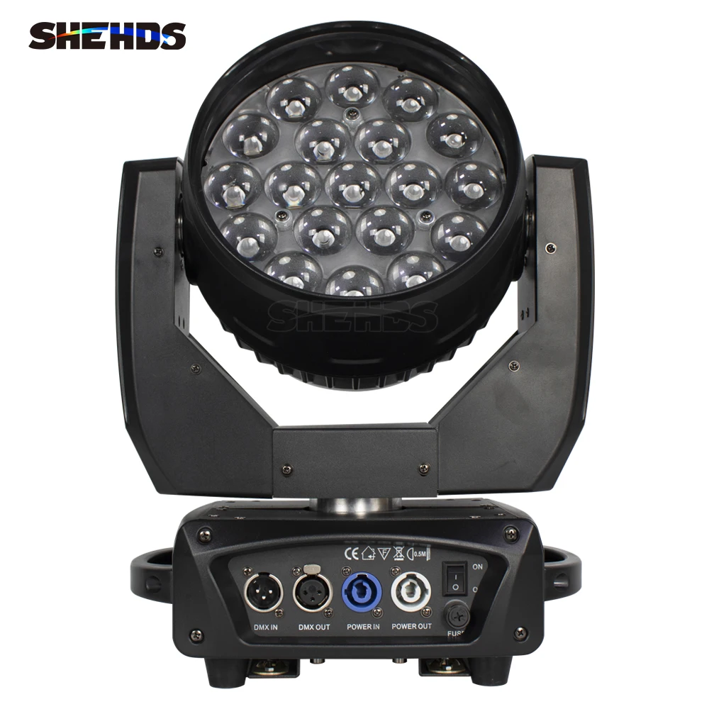 Imagem -03 - Shehds Pcs 19x15w Rgbw Led Wash Mais Zoom Feixe Moving Head Iluminação com Flightcase para dj Disco Ktv Bar Boate Concerto