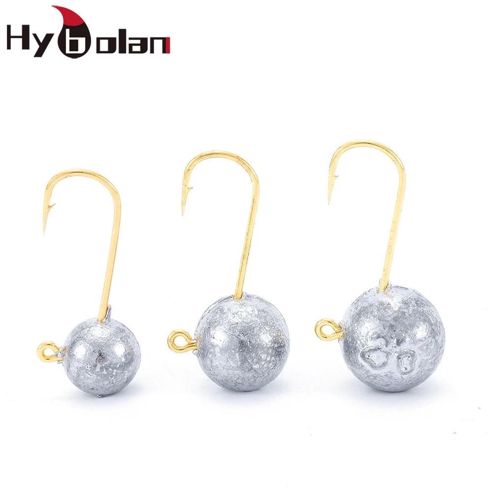 HYBOLAN 5pcs Ice Fishing Hook mini golden Jig lead Head Crank Hook for Soft bait Worm lure 1.5/2.5/3.5g Micro Accessories Tackle