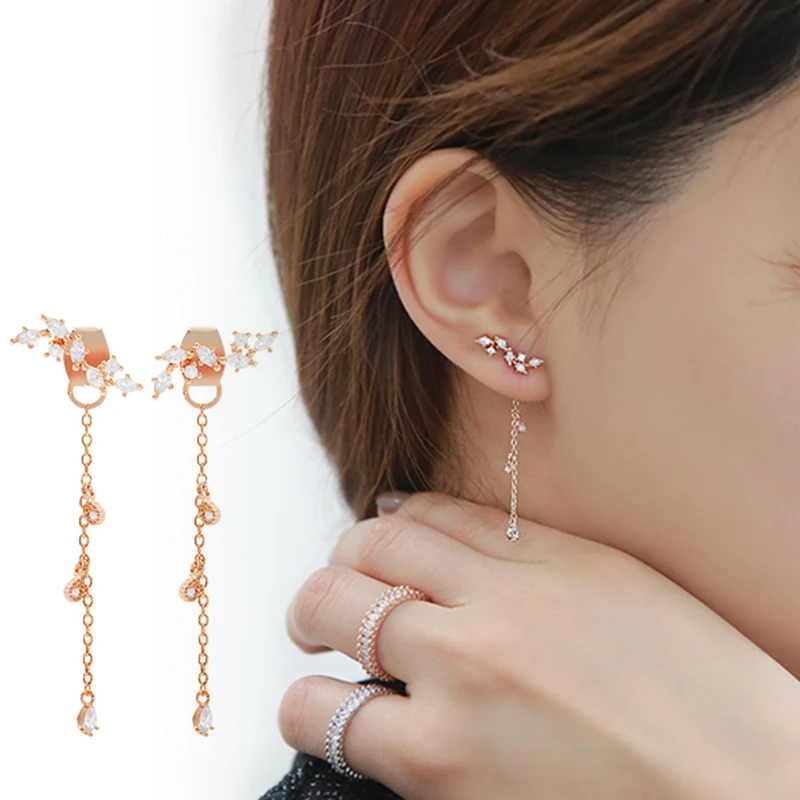 Pendientes de hojas de plata de ley 925 para mujer y niña, joyería coreana con estilo, regalo, novedad