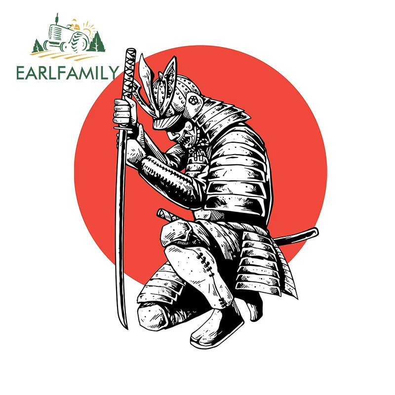 EARLFAMILY 13cm x 10.6cm Personality Car Sticker Samurai Warrior Vinyl Decal for Trolley Case Table Skateboard Fridge Decoration