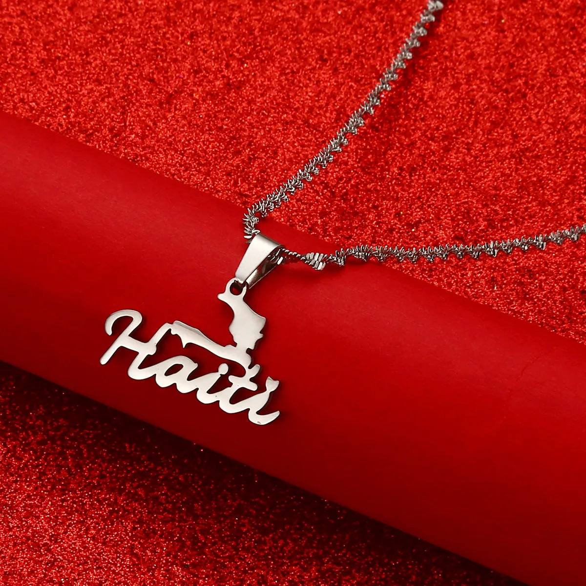 Haiti Country Map Pendant & Necklaces for Women Girls Ayiti Gold Color Jewelry Gifts Map of Haiti