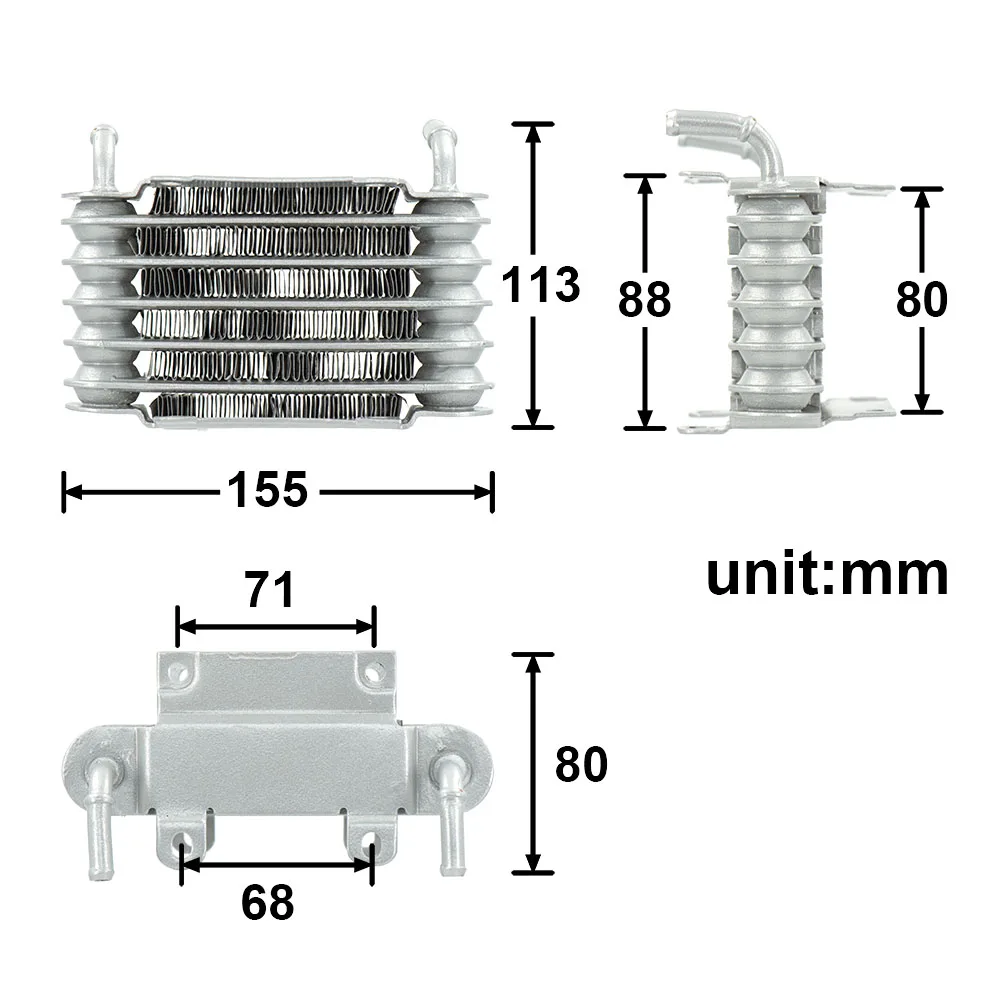 Universal 8mm Silver Aluminum Racing Fuel Oil Cooler for Car, Motorcycle, Diesel & Gasoline Small Engines - SO-01 Car Accessorie