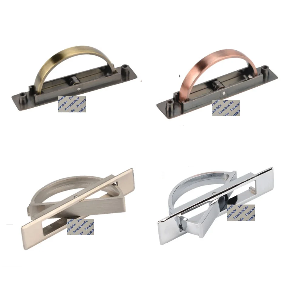 10Pcs Zinc Alloy Flap Rotatable Conceal Ring Furniture Tatami Cabinet Door Drawer Wardrobe Pull Back Plastic Cover Bronze Chrome