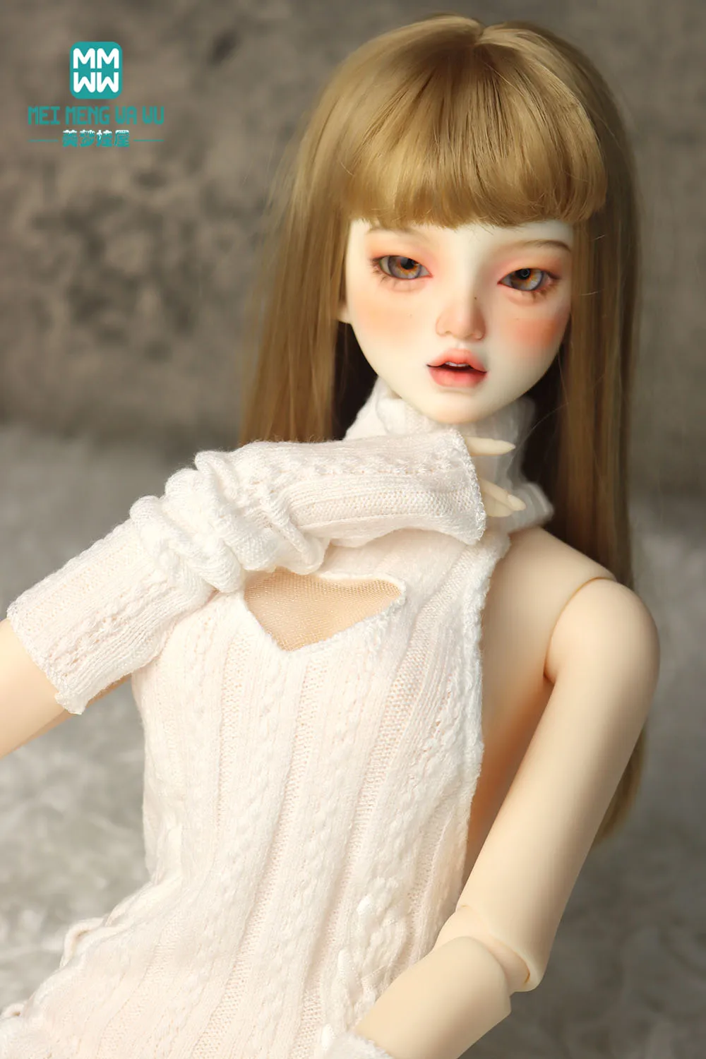 43-75CM 1/3 1/4 BJD Doll Clothes MSD DD SD DDL Doll Accessories Fashion Open Back Sweater Dress Pink, Gray, Black, White
