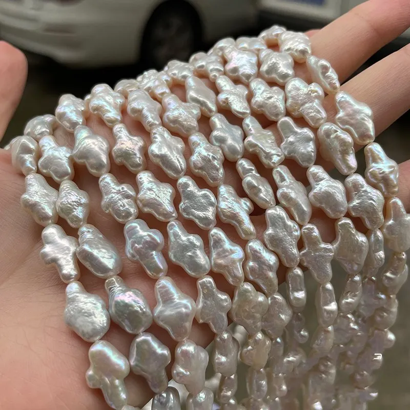 

GOOD Quality freshwater pearl white cross shape 14" FPPJ wholesale beads nature loose beads for DIY jewelry