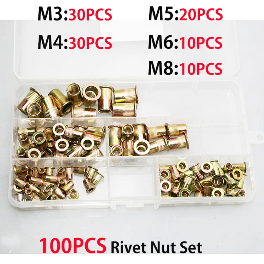 SUBAO BT606 리벳 너트 도구 m3 M4 M5 M6, 5 개의 교체 가능한 맨드릴, 수동 리벳 너트 설치 도구, 100 리벳 너트용