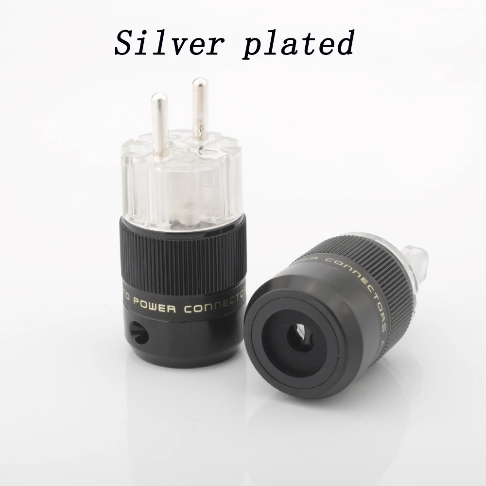 Paar Audio-Stromstecker Versilbert EU-Buchse AC-Stromanschluss Schraubverriegelung 15A/125V Handgefertigt DIY Audiophiler Stromkabel – Detail 8