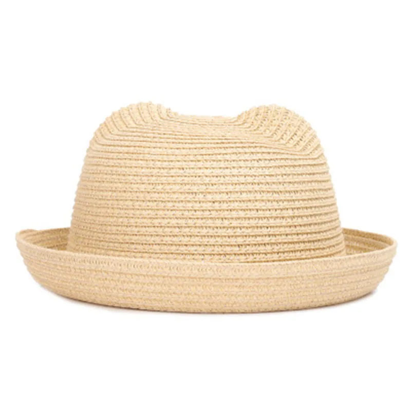 Beach Straw Hat 16 colors children\'s summer straw hat summer cool hat travel baby boys and girls cat ears Summer sun Cap F65