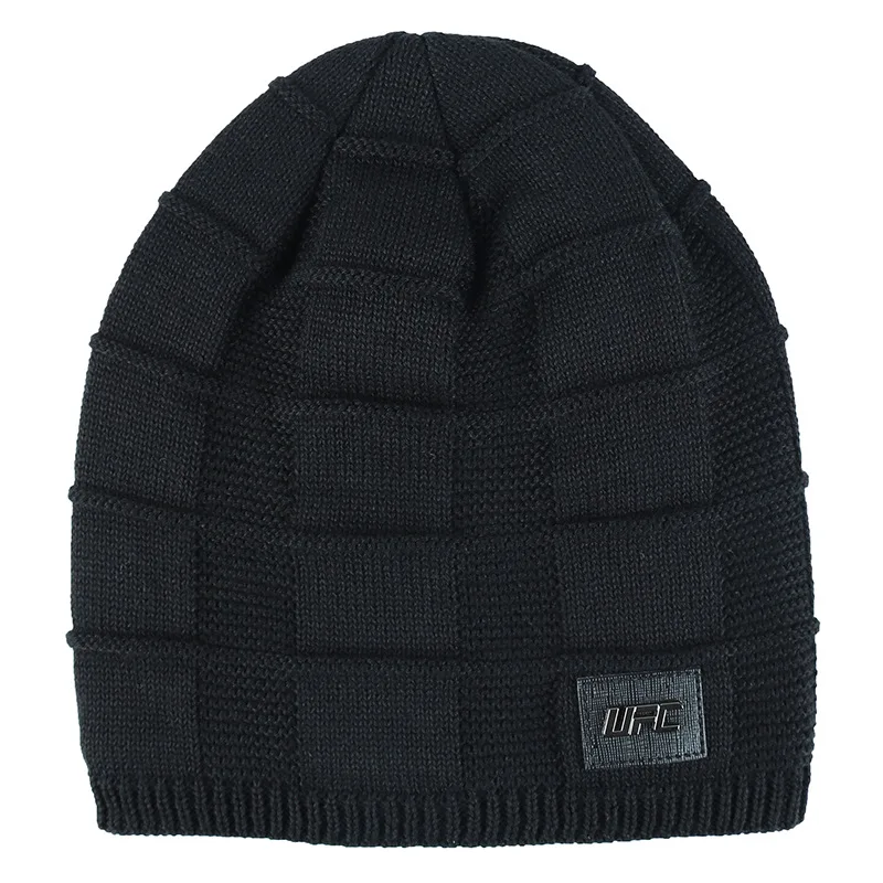 Brief Gedrukt Skullies Mutsen Mannen Gebreide Winter Hoeden Voor Mannen Vrouwen Caps Beanie Plus Fluwelen Dikke Warme Motorkap Mannen winter Cap