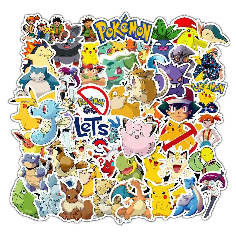 10/50pcs Pokemon Pikachu adesivi Anime Cartoon Kawaii adesivi impermeabili Skateboard bicicletta chitarra Laptop bambini Stiker giocattoli