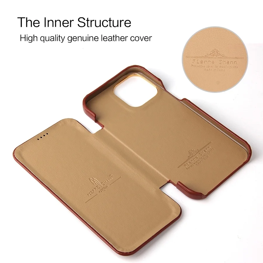 Genuine Leather Flip Cover Case for Apple iPhone 13 Pro Max 13 Mini, Luxury Fundas with Free Gift, Screen Protector, 100%