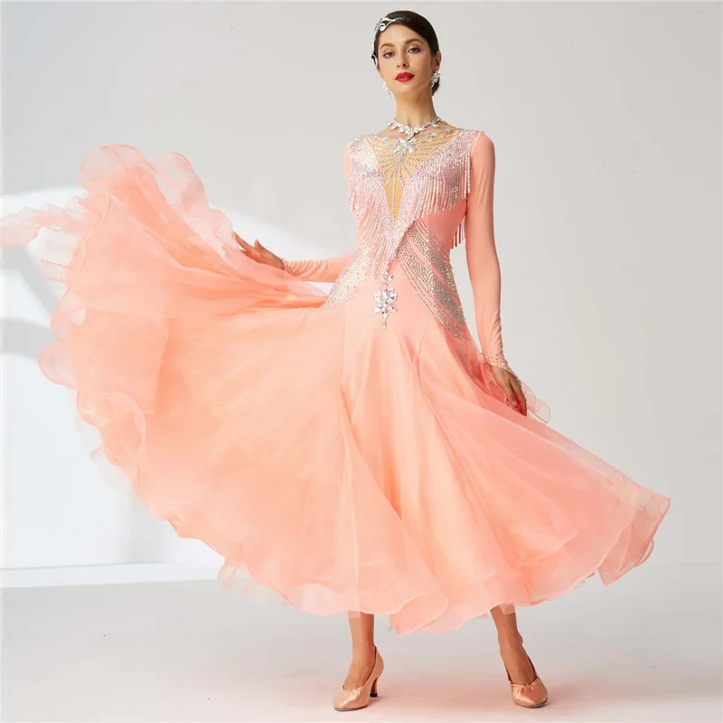 B-2055 New customer competition ballroom dance dress waltz national standard modern dance performance dress for sale