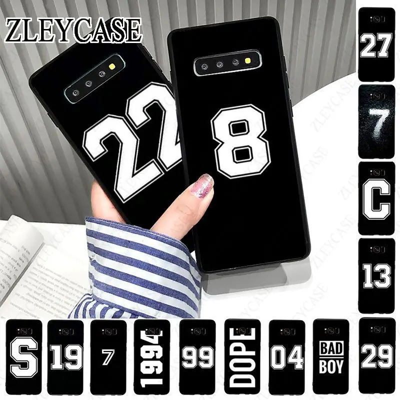 black lucky letter and number Soft Phone Cover For Samsung Galaxy S24ULTRA S23ULTRA S21FE S24 S22+ S20PLUS s20ULTRA S20FE Case