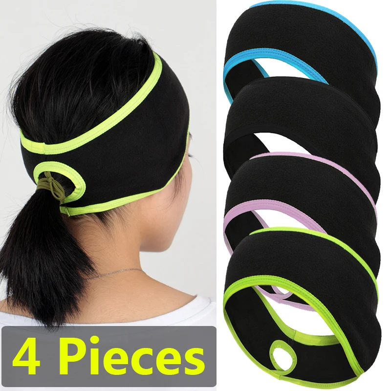 Sport Women Ponytail Headband Fleece Ear Band Ear Warmer Head Wrap Winter Running Headband Sweatband for Women Girls Outdoor