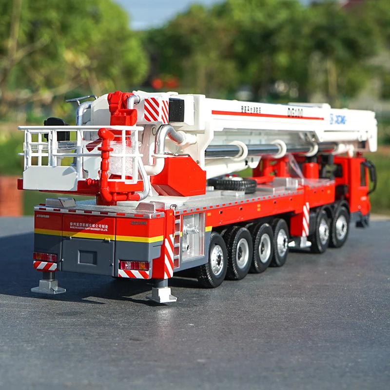 Collectible Alloy Toy Model 1:50 DG100 Ladder Fire Truck DieCast Vehicle MINIATURE Model For Birthday Gift