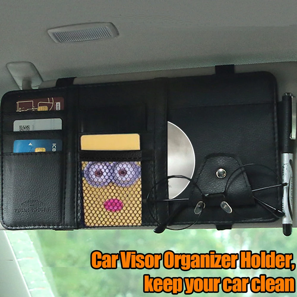 Universal Car Sun Visor Pen Card Holder CD DVD Organizer Storage Box Sunglasses Clip Stowing Sun Visor Organizer Car-Styling