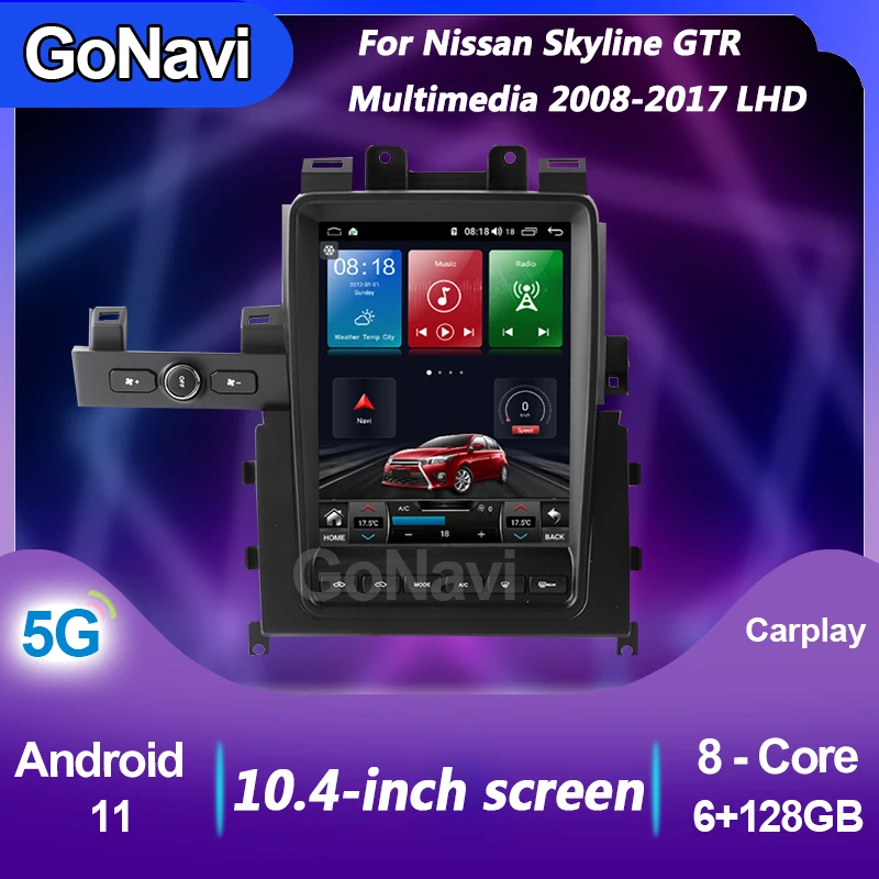 

GoNavi Car Radio Tesla Android 11 For Nissan Skyline GTR LHD Auto Multimedia Player Gps Navigation DVD Automotivo 5G 2008-2017