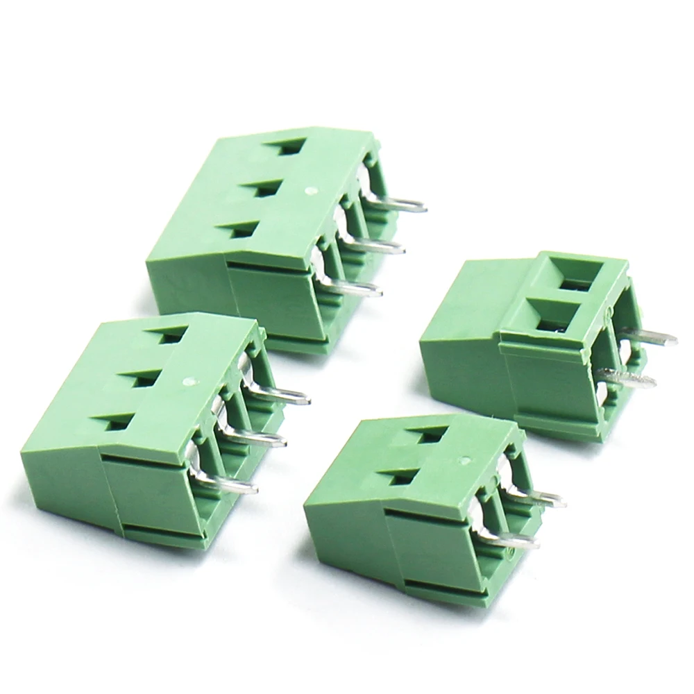 200/100/50pcs Screw Terminal Block Connector Stitchable Plug-Pin Straight Needle Pitch Header Socket 2Pin 3Pin 5mm