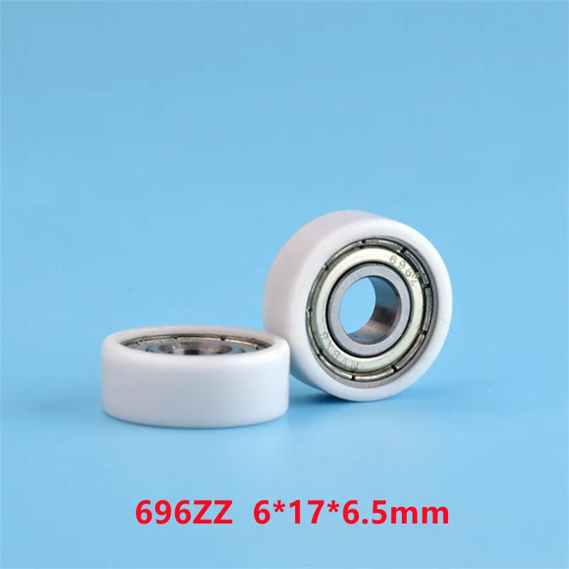 

20 шт./100 шт. плоский ролик 6*17*6,5 мм 696ZZ подшипник POM шкив с пластиковым покрытием витрина направляющее колесо низкий уровень шума 6x17x6,5 мм