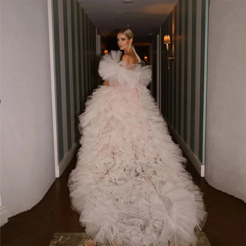 Haute Couture Layered Tulle Summer Dress Photo Shooting Gown Extra Ball Gown High Low Prom Party Dresses vestidos de fiesta 2022