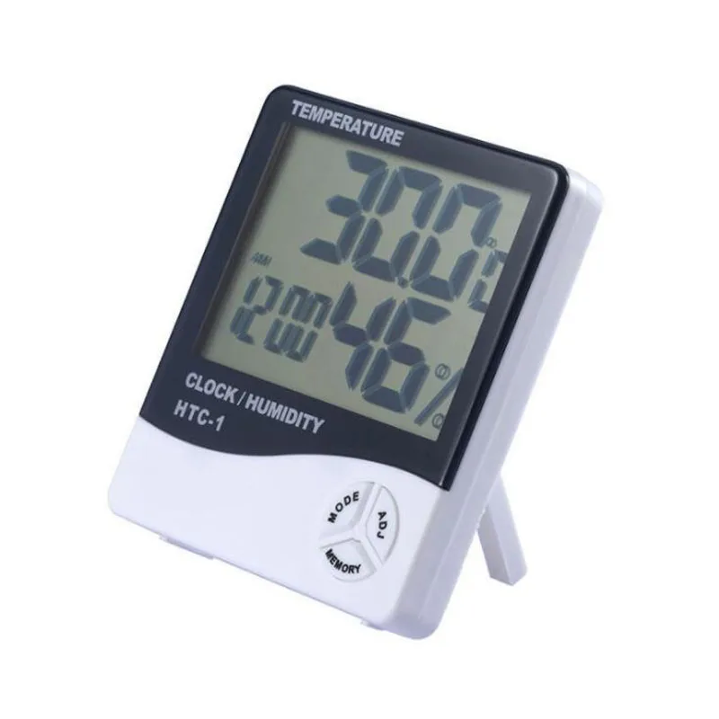 HTC-1 HTC-2 LCD Electronic Digital Temperature Humidity Meter Indoor Outdoor Thermometer Hygrometer Weather Station Clock
