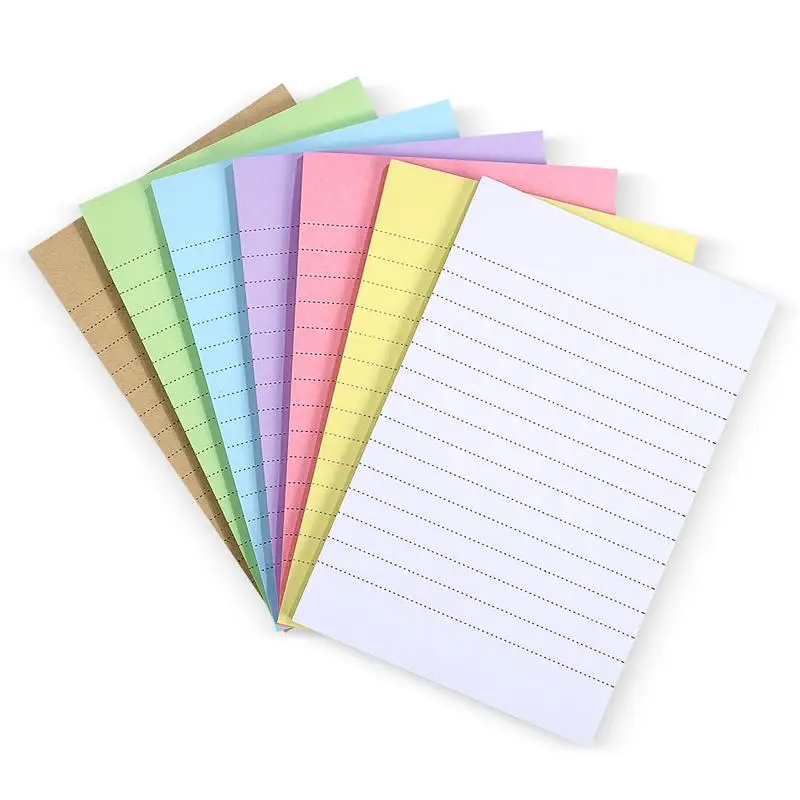 Auto-Stick Note Pads, Candy Color Paper, Blocos Listrados Cruz, 7 Pads