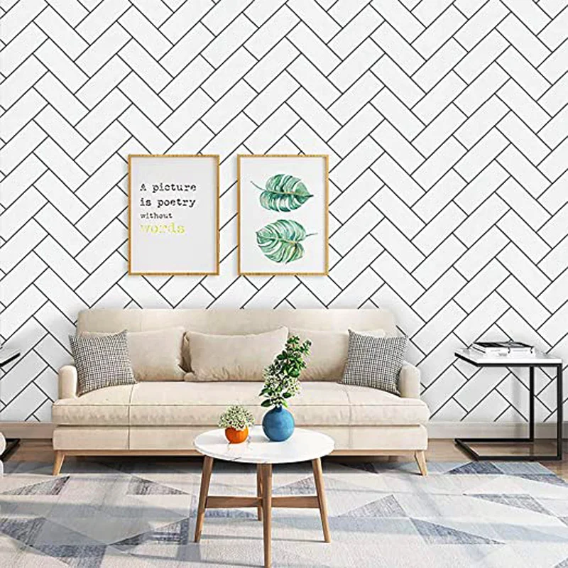 White Geometric Peel And Stick Wallpaper Removable Vinyl Lines  Self Adhesive Wallpaper Bedroom Wall Stickers For Home Decor