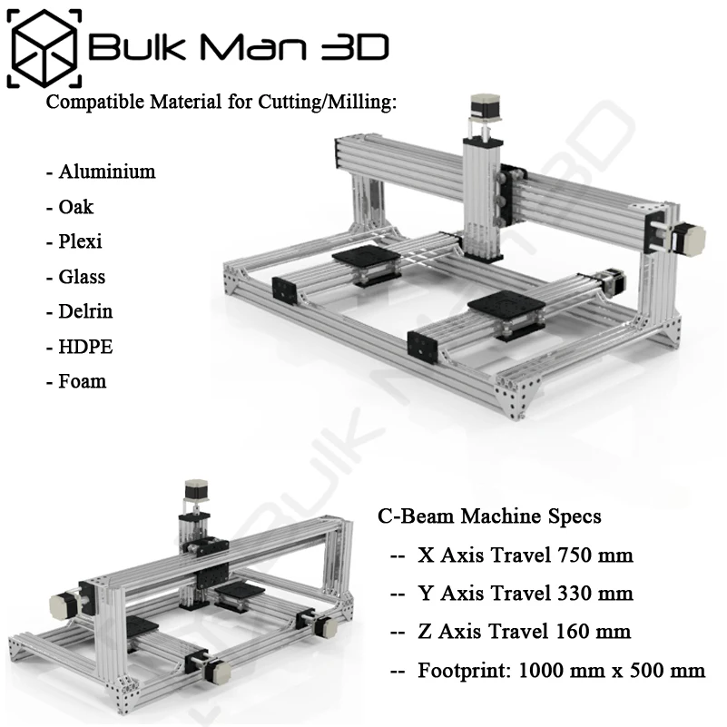 20%OFF BulkMan3D 4Axis C-Beam XL Large Machine Mechanical Bundle Kit with High Torque 2.45N.m Nema23 Stepper Motors