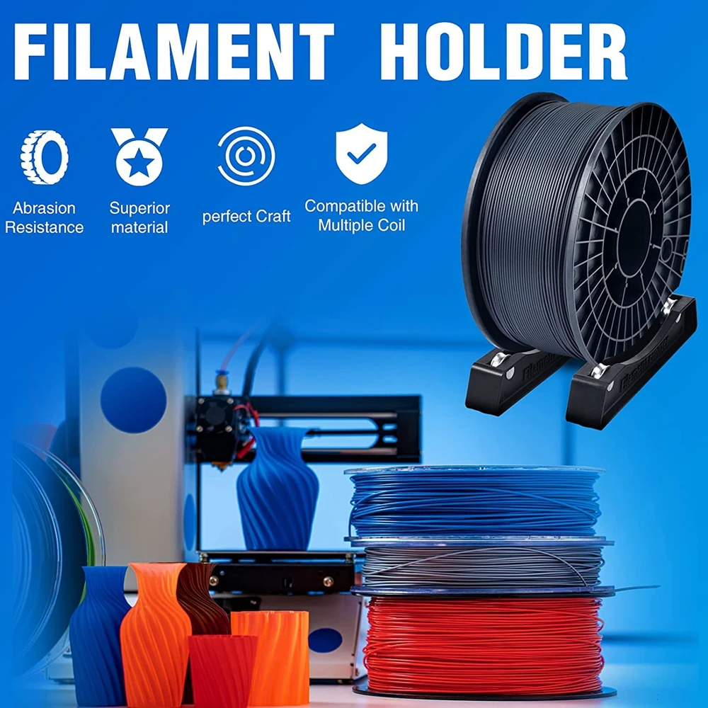 A set Bearing Design Filament Spool Holder Fits All Spools & All Filament Types for PLA/ABS/TPU/3D Printer Materials 2Pcs