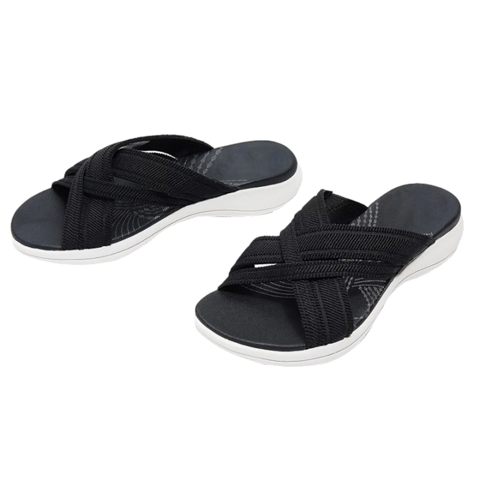 Women slippers woven Summer Sandals cross Bandage Casual Beach Open-Toe stretch Slope heel Shoes breathable lady slippers