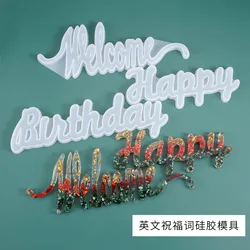 Molde de silicona de cristal con palabras de bendición en inglés, accesorio de resina epoxi para puerta de bienvenida de cumpleaños, joyería hecha a mano, DIY