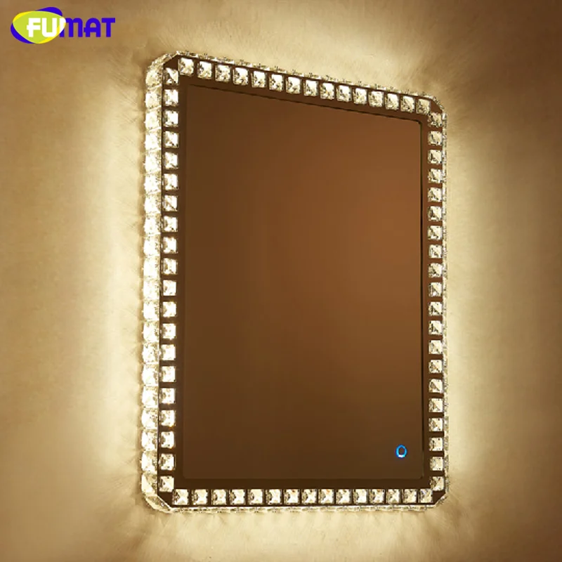 

FUMAT Vanty Mirror Light Rectangle Crystal LED Wall Hanging Toilet Bathroom 5MM Bedroom Make Up Dressing Table Light Mirrors