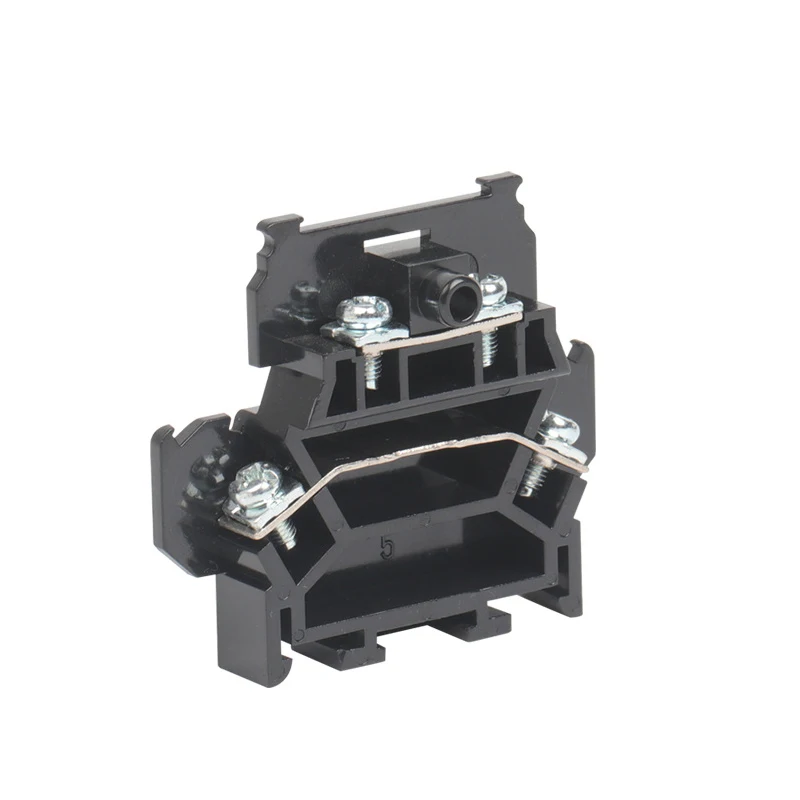 

1PCS TBD-10A Rail Mounted Assembled Double-deck Wire Terminal Block For Cable Connector Black 600V 10A/20A