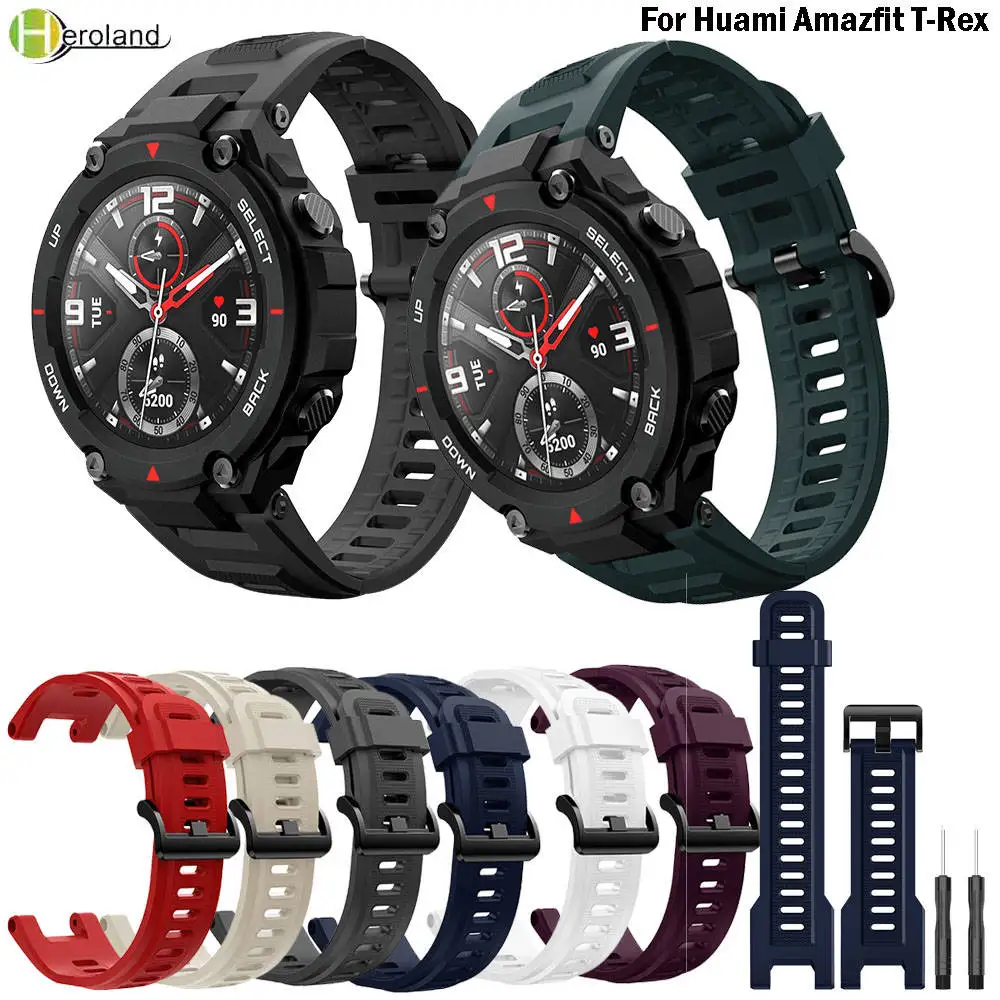 Fashion Silicone Wrist WatchStrap For Huami Amazfit T-Rex Smart Accessories band Bracelet Wristband For Xiaomi Amazfit T-REX Pro