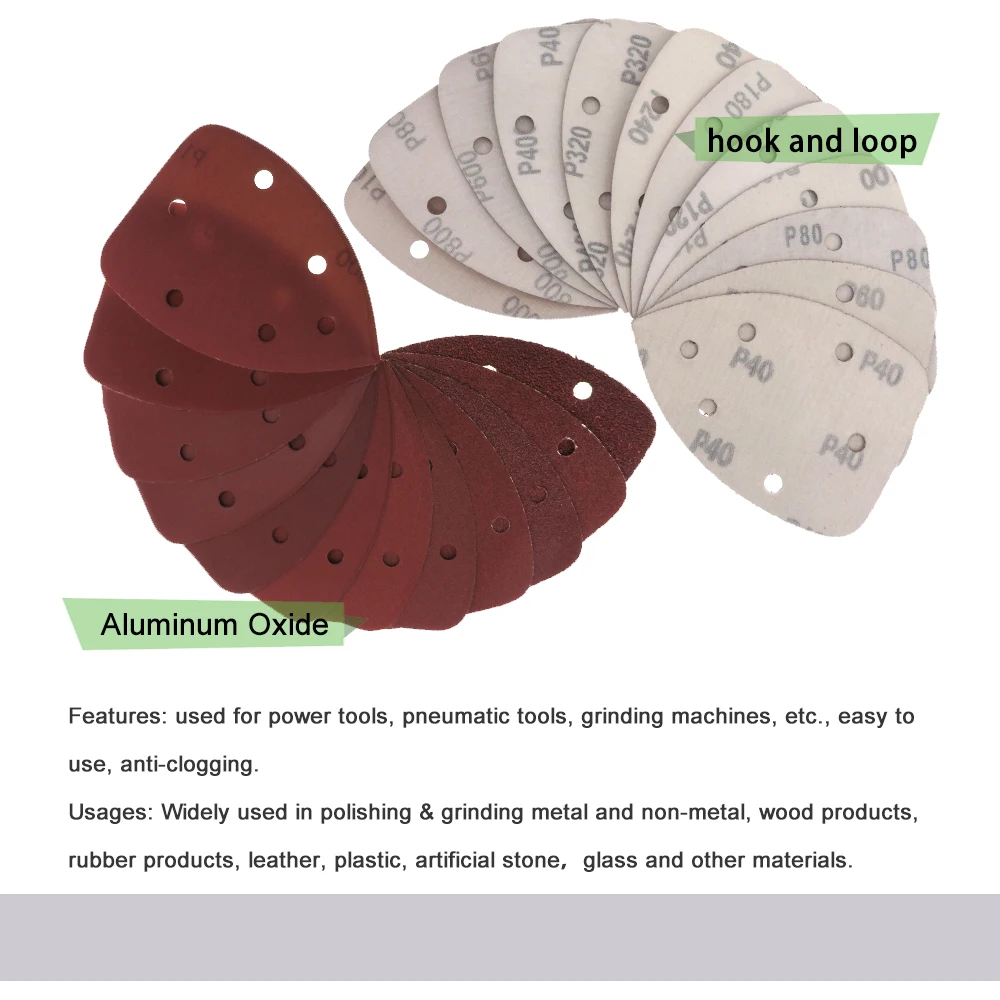 Disco abrasivo para lixa de madeira, 140*140*98mm, gancho e laço vermelho triangulo, disco abrasivo para lixar madeira (10 peças)