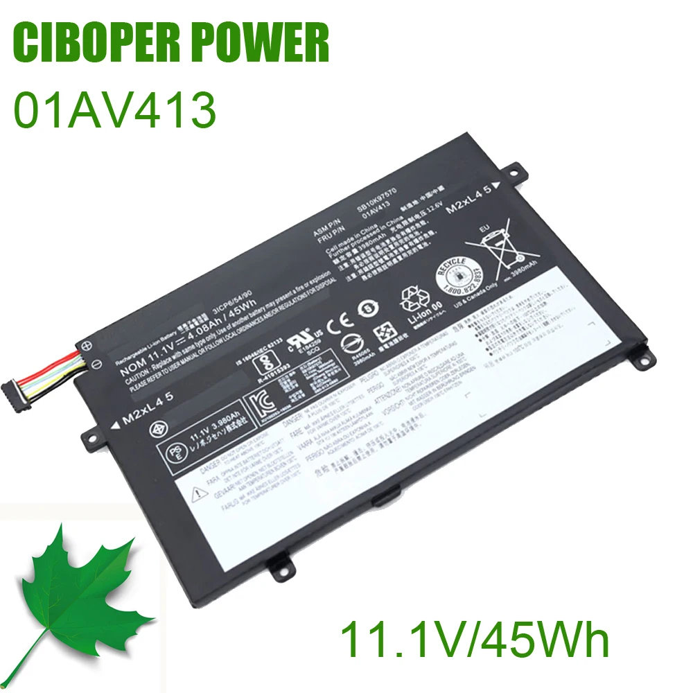 CP New Genuine Laptop Battery 01AV411 01AV412 01AV413 11.1V 45Wh For ThinkPad E470 E470C E475 SB10K97568 SB10K97569 SB10K97570