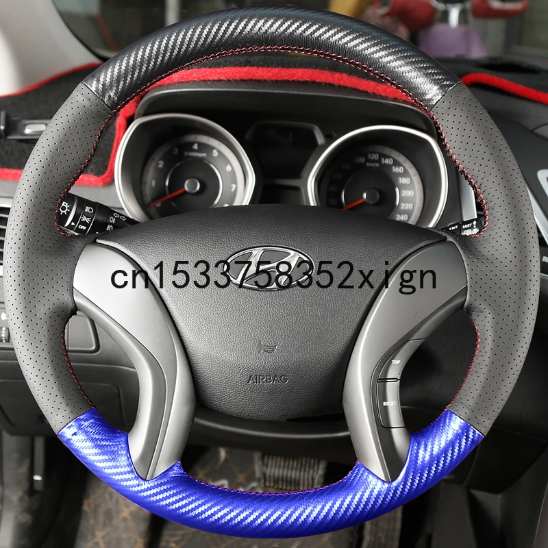 For Hyundai  Elantra  Sonata 9th and 8th generation  CELESTA  MISTRA DIY Custom leather hand stitched steering wheel cover