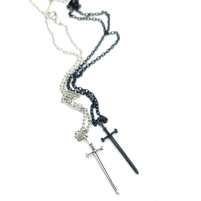 2021 New Mini Vintage Cool Sword Necklace Gothic Sword Female Punk Ear Hoops for Womens Jewelry Long Unique Chain Gifts Men