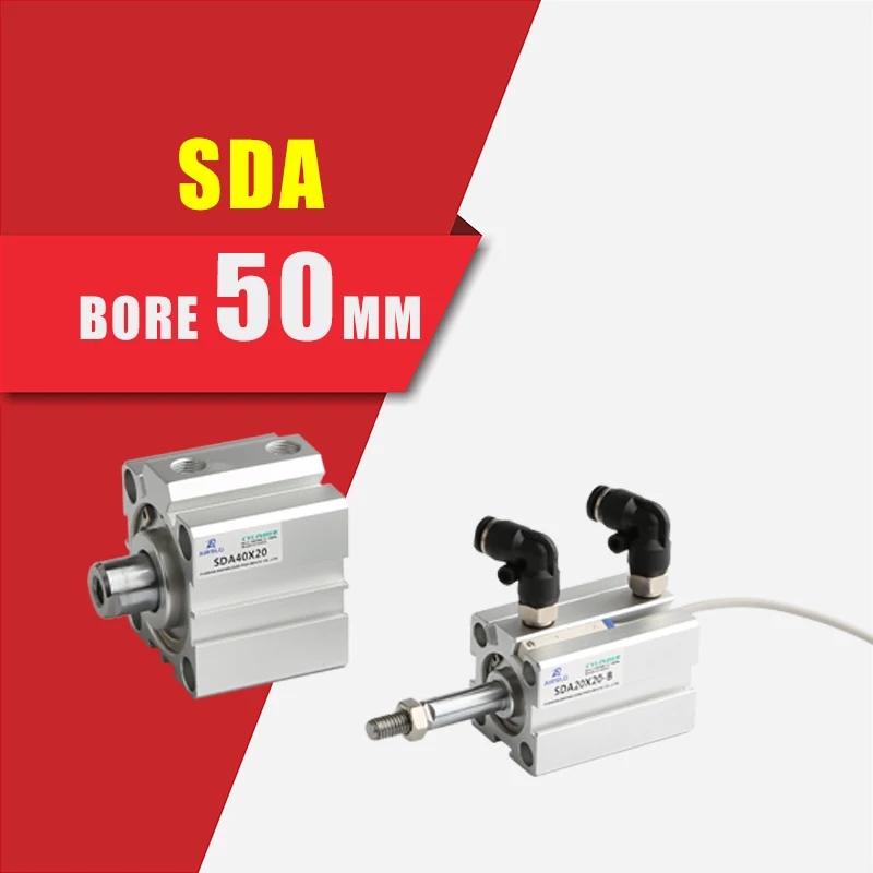 Square air pneumatic cylinder SDA double acting compact cylinder SDA50 Bore50mm stroke 5-50mm female /male thread