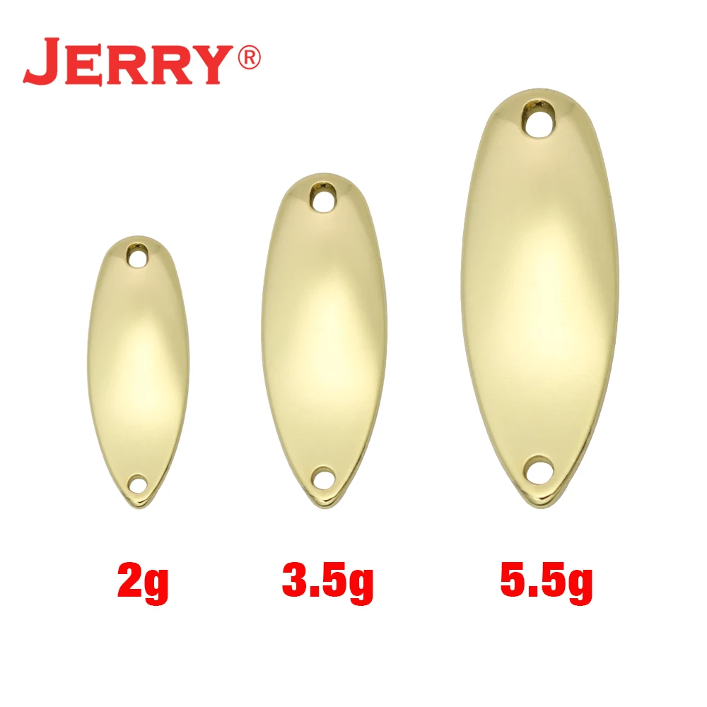 Jerry 50pcs 2g 3.5g 5.5g Hard Bait Unpainted Blank Brass Lake Area Trout Spoons Blinkers Baubles Spinner Bait Pesca