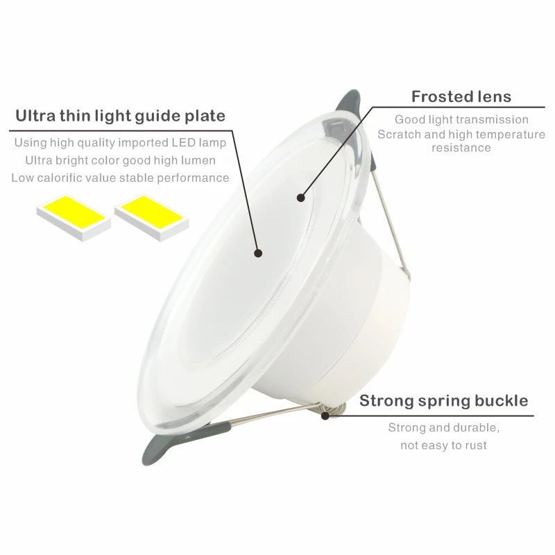 Luz descendente LED intercambiable para interiores, Panel redondo empotrado de 220V, 6W, 3 colores, blanco frío/Natural/cálido, 10 unidades por lote