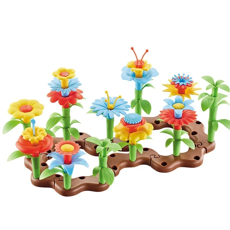 171pcs/set DIY Educational Flower Arrangement Toys Creative Colorful Interconnecting Blocks Building Garden Game for Girls