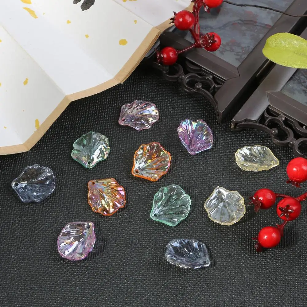 20pcs Transparent Imitation Pearls Acrylic Beads Petals Leaves Piece Charm for DIY Necklace Earrings Pendant Jewelry Making