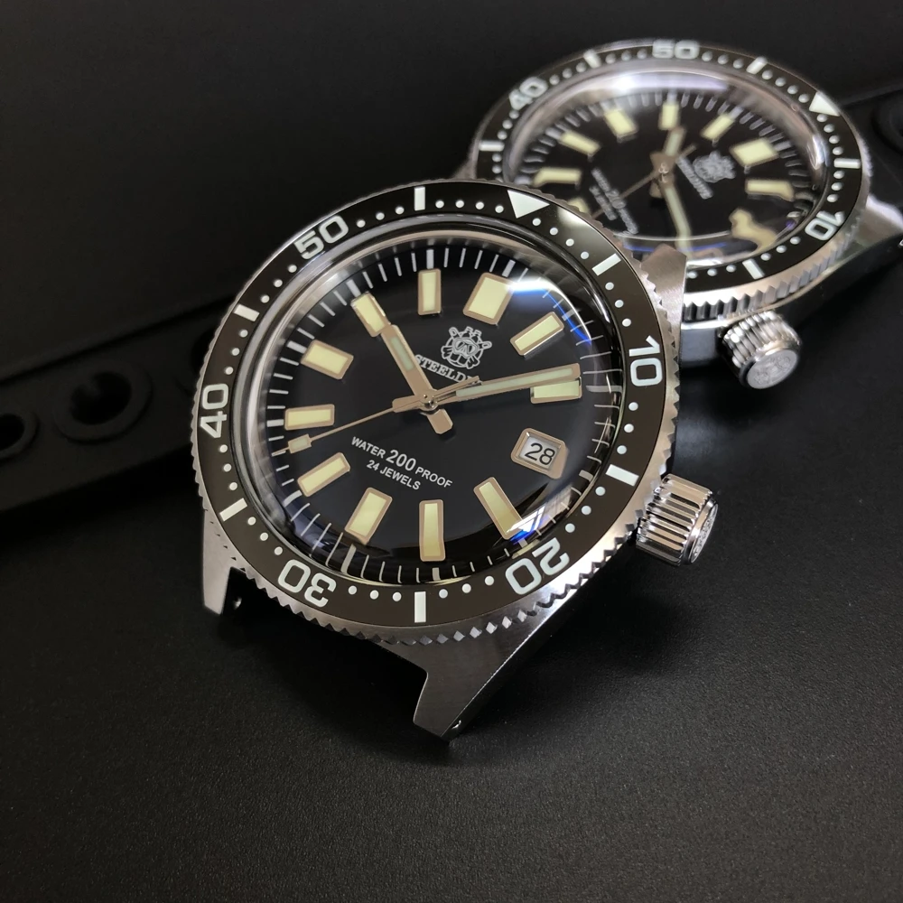 ساعات أوتوماتيكية فاخرة من STEELDIVE للرجال 200 متر مقاومة للماء ساعة غوص ميكانيكية للرجال C3 ساعة مضيئة مرآة الياقوت NH 35
