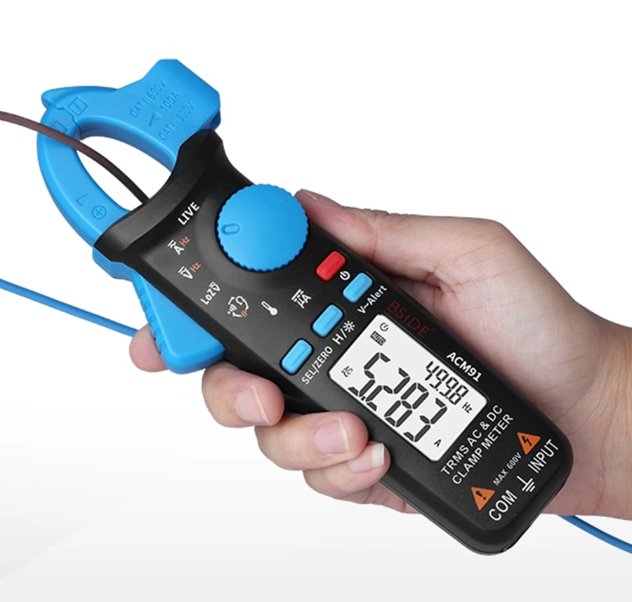 Digital Clamp Meter BSIDE ACM91 AC/DC Current 1mA True RMS Auto Range Live Check NCV Temp Frequency Capacitor Tester Multimeter