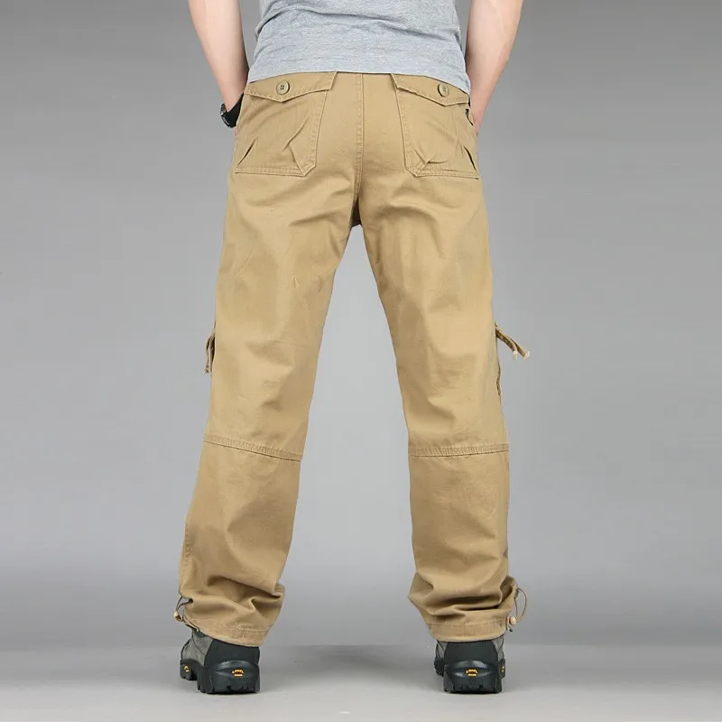 Summer Outdoor Sport Cotton Multi Pocket Overall Long Trousers Men's   Training Baggy Cargo Pants Sweatpants