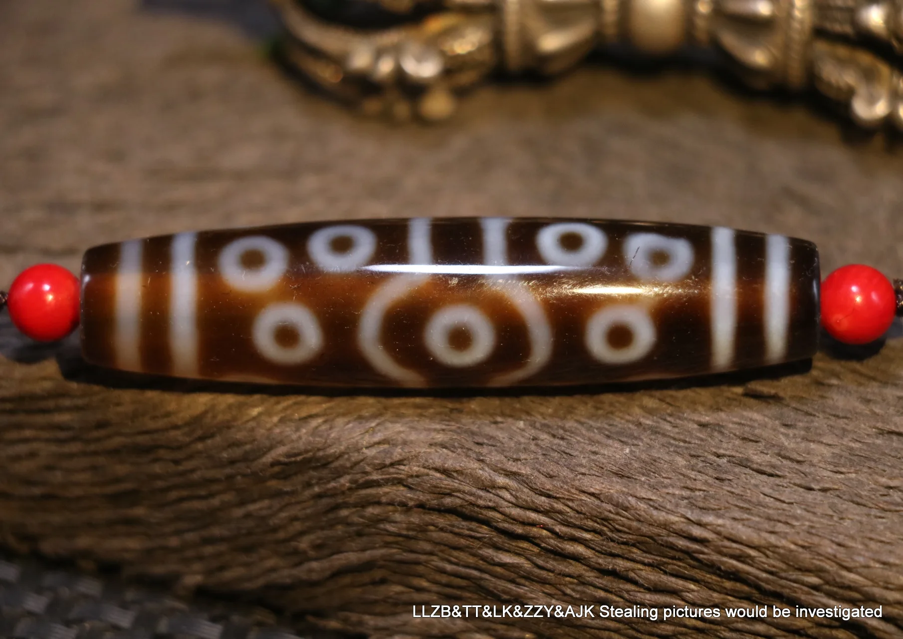 Unique Style Energy Tibetan Old Agate 15 Eye Master Symbol Long dZi Bead Amulet Pendant LKbrother  UPS1216Qs