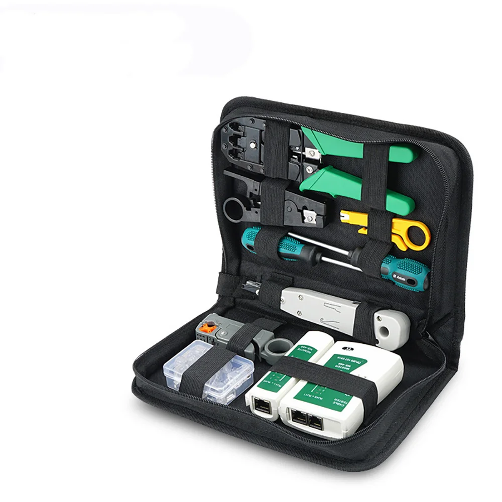 Network Tool Kit Lan Ethernet Cable RJ45 Crimping Pliers Portable LAN Repair Tool Kit Cable Tester and Plier Crimp Crimper Clamp